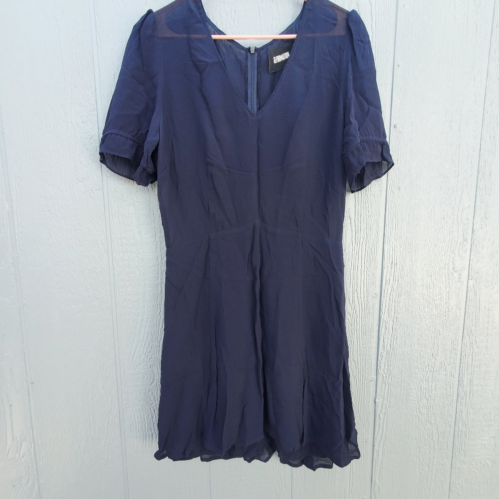 Reformation Fit and Flare Navy Blue Dress
